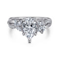 Deisha - 14K White Gold Twisted Pear Shape Diamond Engagement Ring
