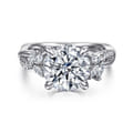 Deisha - 14K White Gold Twisted Round Diamond Engagement Ring