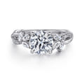 Deisha - 14K White Gold Twisted Round Diamond Engagement Ring