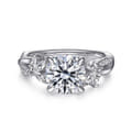 Deisha - 14K White Gold Twisted Round Diamond Engagement Ring