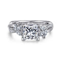 Deisha - 14K White Gold Twisted Princess Cut Diamond Engagement Ring