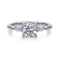 Dela - 14K White Gold Cushion Cut Three Stone Diamond Engagement Ring