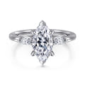 Dela - 14K White Gold Marquise Shape Three Stone Diamond Engagement Ring