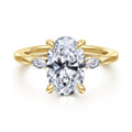 Dela - 14K Yellow Gold Three Stone Oval Diamond Engagement Ring