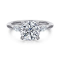 Dela - 14K White Gold Round Three Stone Diamond Engagement Ring