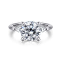 Dela - 14K White Gold Round Three Stone Diamond Engagement Ring