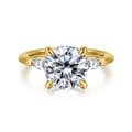 Dela - 14K Yellow Gold Round Three Stone Diamond Engagement Ring