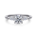 Dela - 14K White Gold Round Three Stone Diamond Engagement Ring