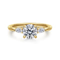 Dela - 14K Yellow Gold Floral Round Diamond Engagement Ring