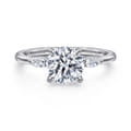 Dela - 14K White Gold Round Three Stone Diamond Engagement Ring