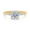 Dela - 14K Yellow Gold Round Three Stone Diamond Engagement Ring
