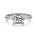 Dela - 14K White Gold Princess Cut Three Stone Diamond Engagement Ring