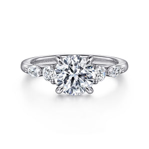 Cian - 14K White Gold Round Five Stone Diamond Engagement Ring