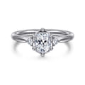 Blaise - 14K White Gold Elongated Cushion Three Stone Diamond Engagement Ring