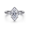 Blaise - 14K White Gold Marquise Shape Three Stone Diamond Engagement Ring