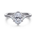 Blaise - 14K White Gold Oval Three Stone Diamond Engagement Ring