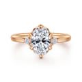 Blaise - 14K Rose Gold Oval Three Stone Diamond Engagement Ring