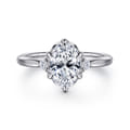 Blaise - 14K White Gold 6 Prong Oval Three Stone Diamond Engagement Ring
