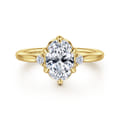 Blaise - 14K Yellow Gold 6 Prong Oval Three Stone Diamond Engagement Ring