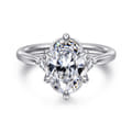 Blaise - 14K White Gold Oval Three Stone Diamond Engagement Ring