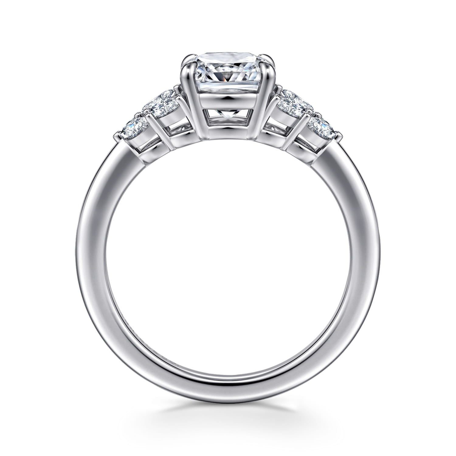 Cushion Diamond Engagement Ring in 14K White Gold, photograph 2