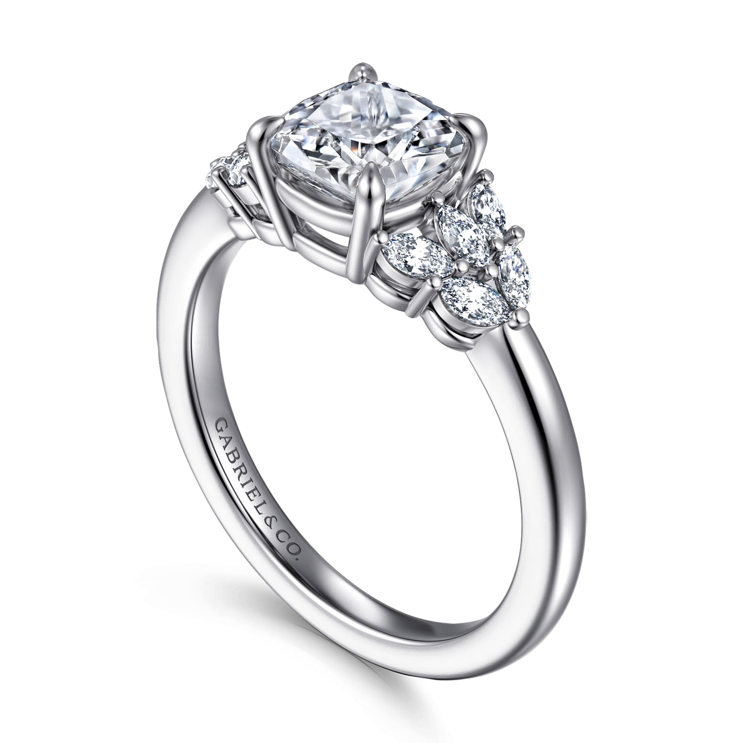 Cushion Diamond Engagement Ring in 14K White Gold, photograph 3