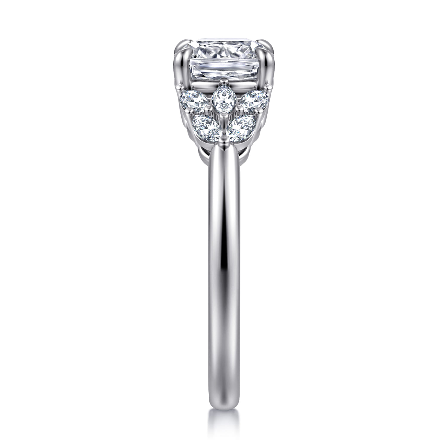 Cushion Diamond Engagement Ring in 14K White Gold, photograph 4