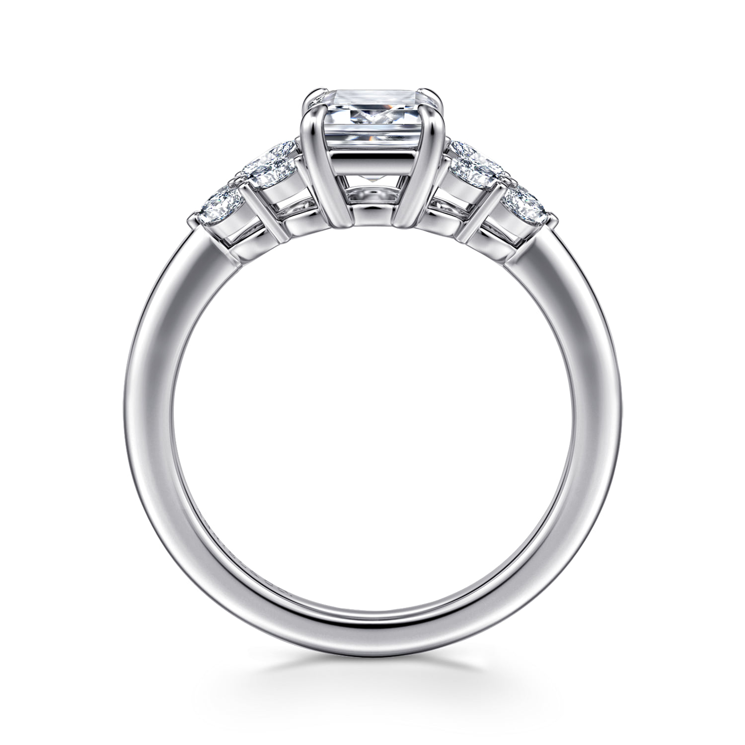 Emerald Diamond Engagement Ring in 14K White Gold, photograph 2