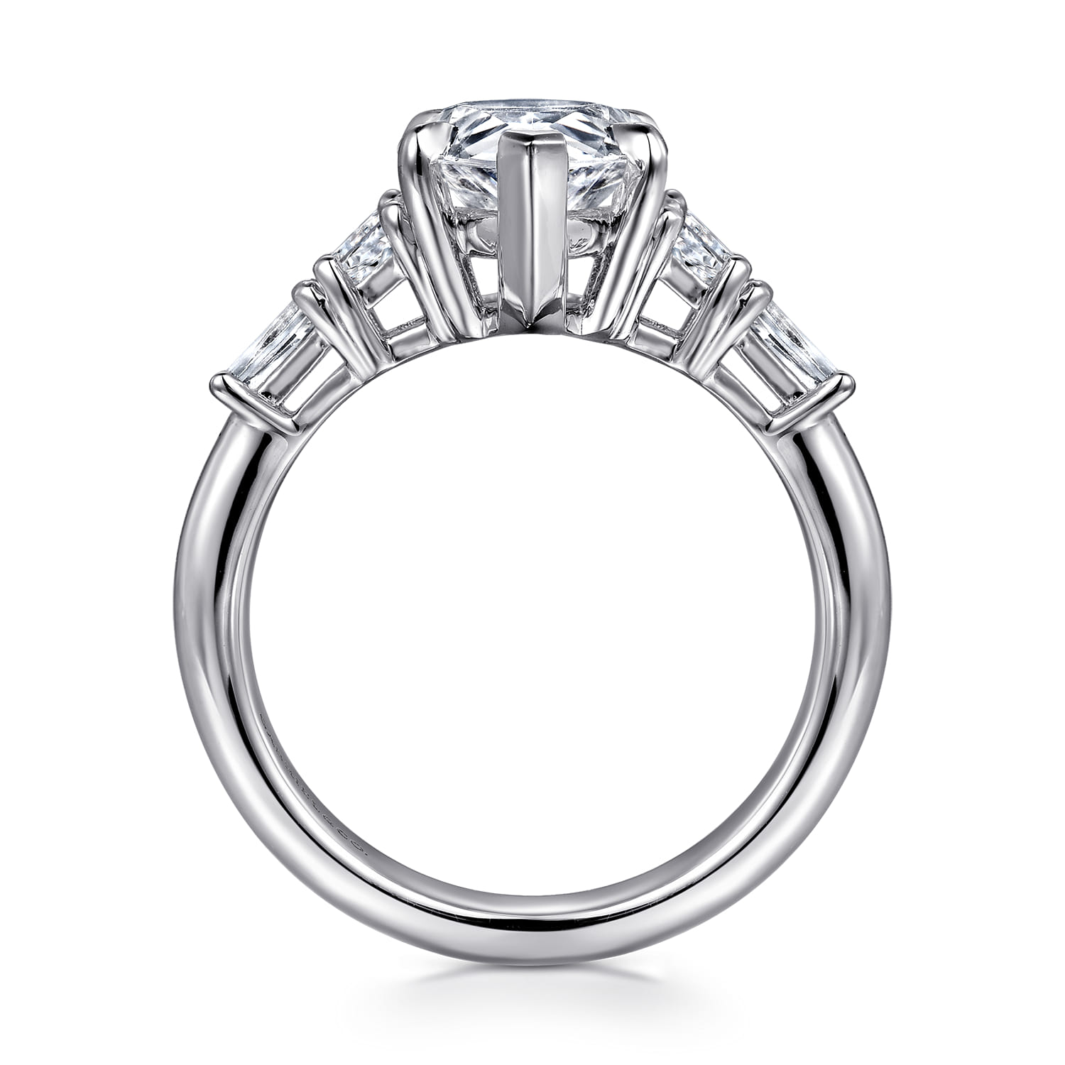 Pear Five Stone Diamond Engagement Ring in 14K White Gold, photograph 2