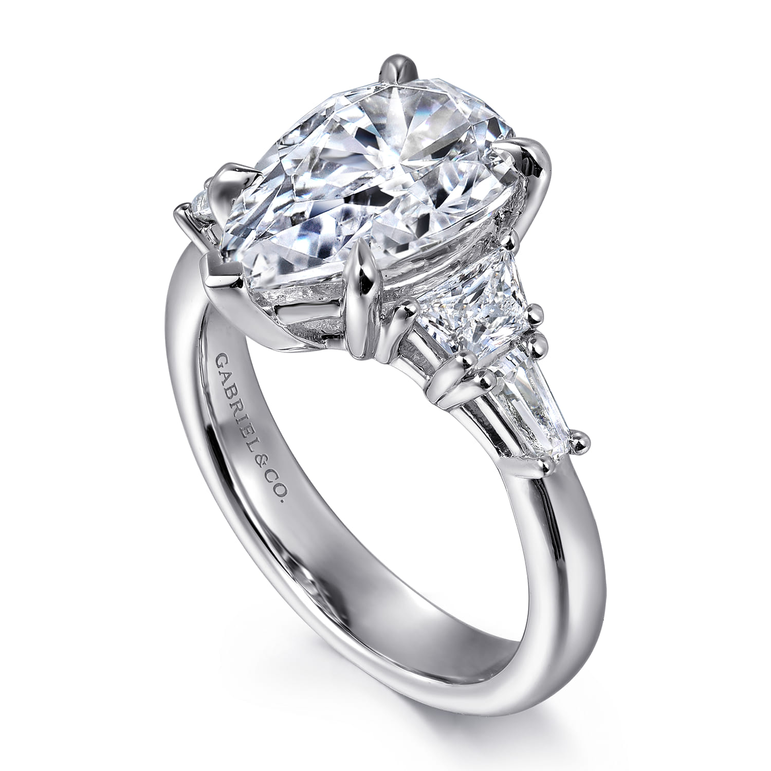Pear Five Stone Diamond Engagement Ring in 14K White Gold, photograph 3