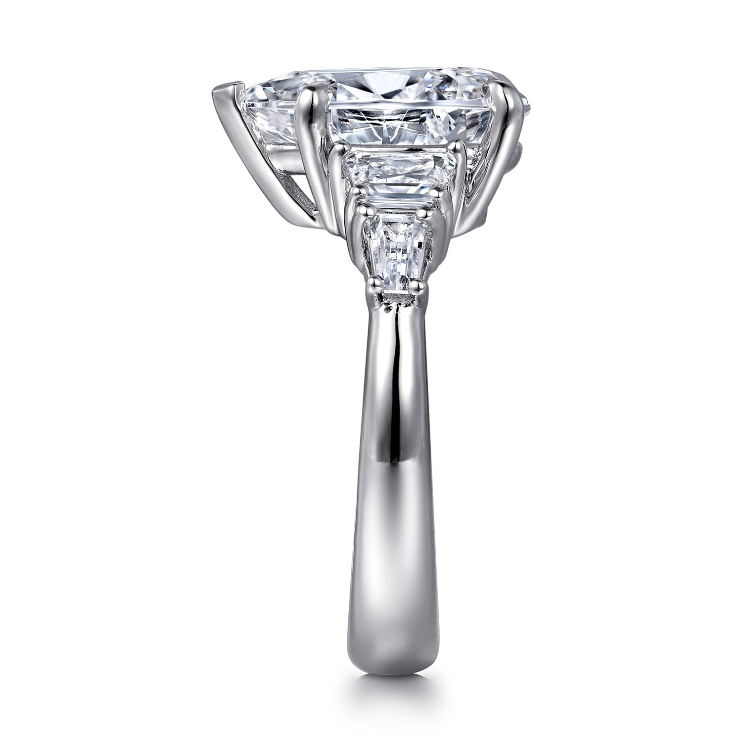 Pear Five Stone Diamond Engagement Ring in 14K White Gold, photograph 5