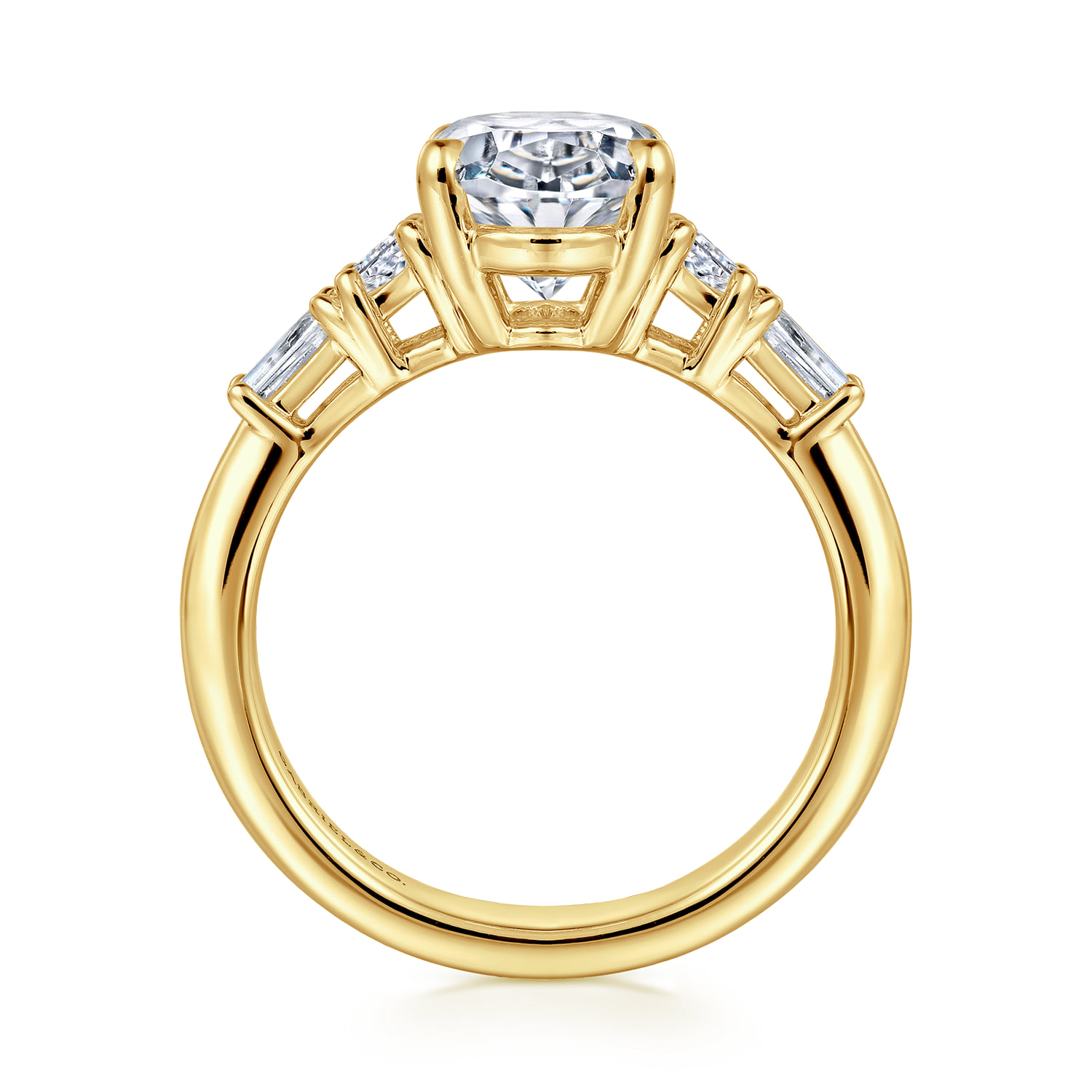 Oval Five Stone Diamond Engagement Ring in 14K Yellow Gold, photograph 2