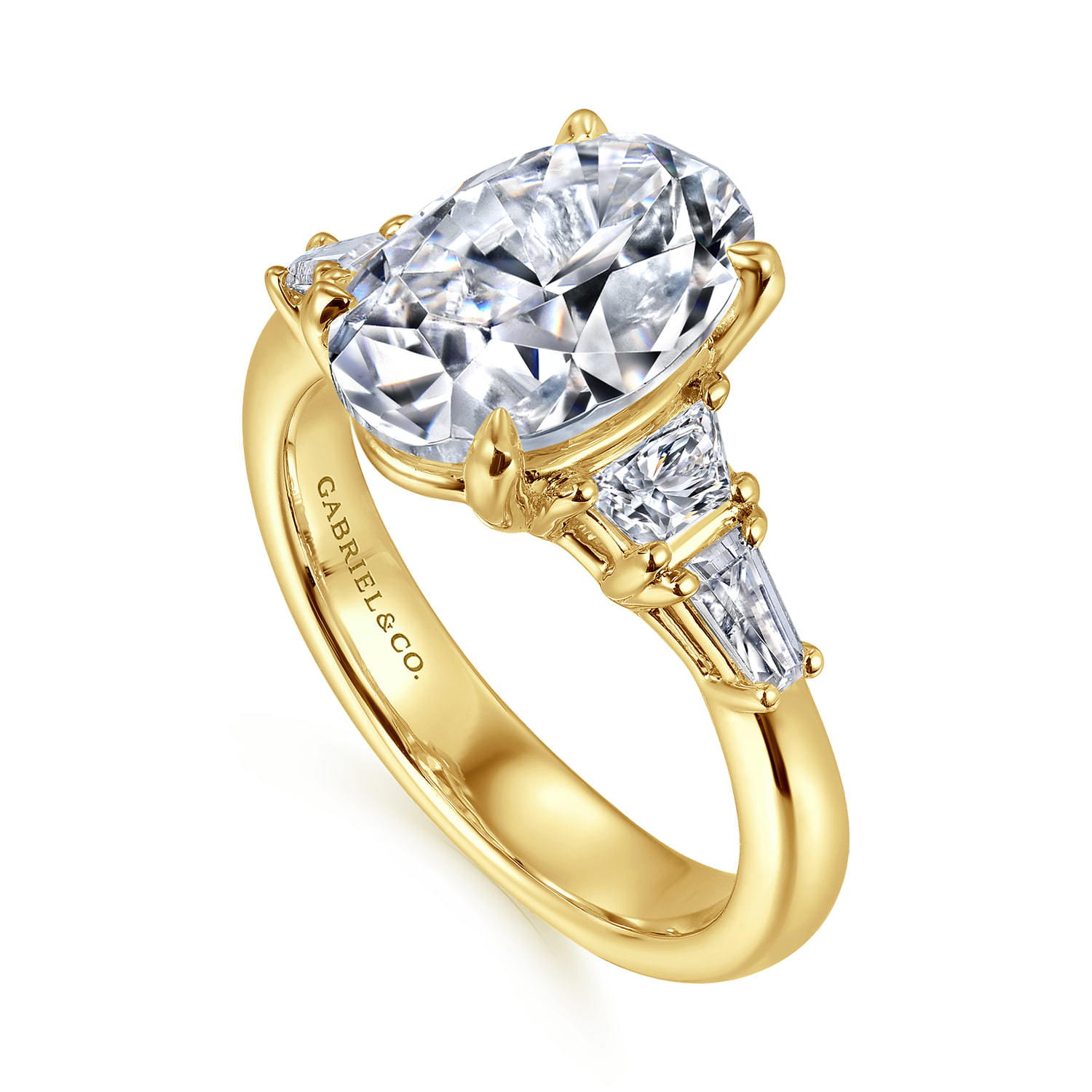 Oval Five Stone Diamond Engagement Ring in 14K Yellow Gold, photograph 3