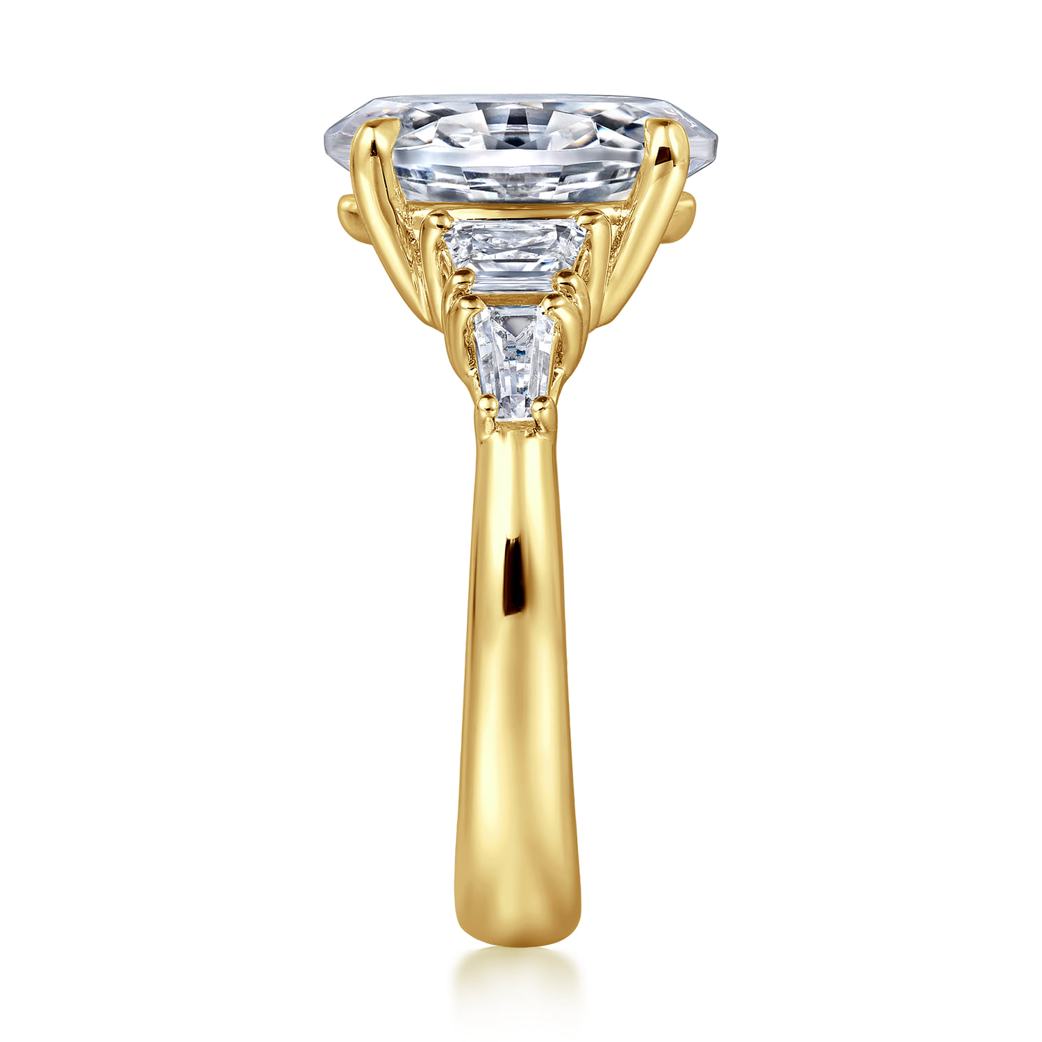 Oval Five Stone Diamond Engagement Ring in 14K Yellow Gold, photograph 5
