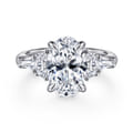 Barbara - 14K White Gold Five Stone Oval Cut Diamond Engagement Ring