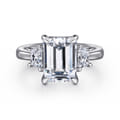 Barie - 14K White Gold Trapezoid Cut Three Stone Diamond Engagement Ring