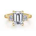 Barie - 14K Yellow Gold Trapezoid Cut Three Stone Diamond Engagement Ring