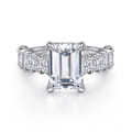 Brava - 14K White Gold Emerald Cut Diamond Engagement Ring