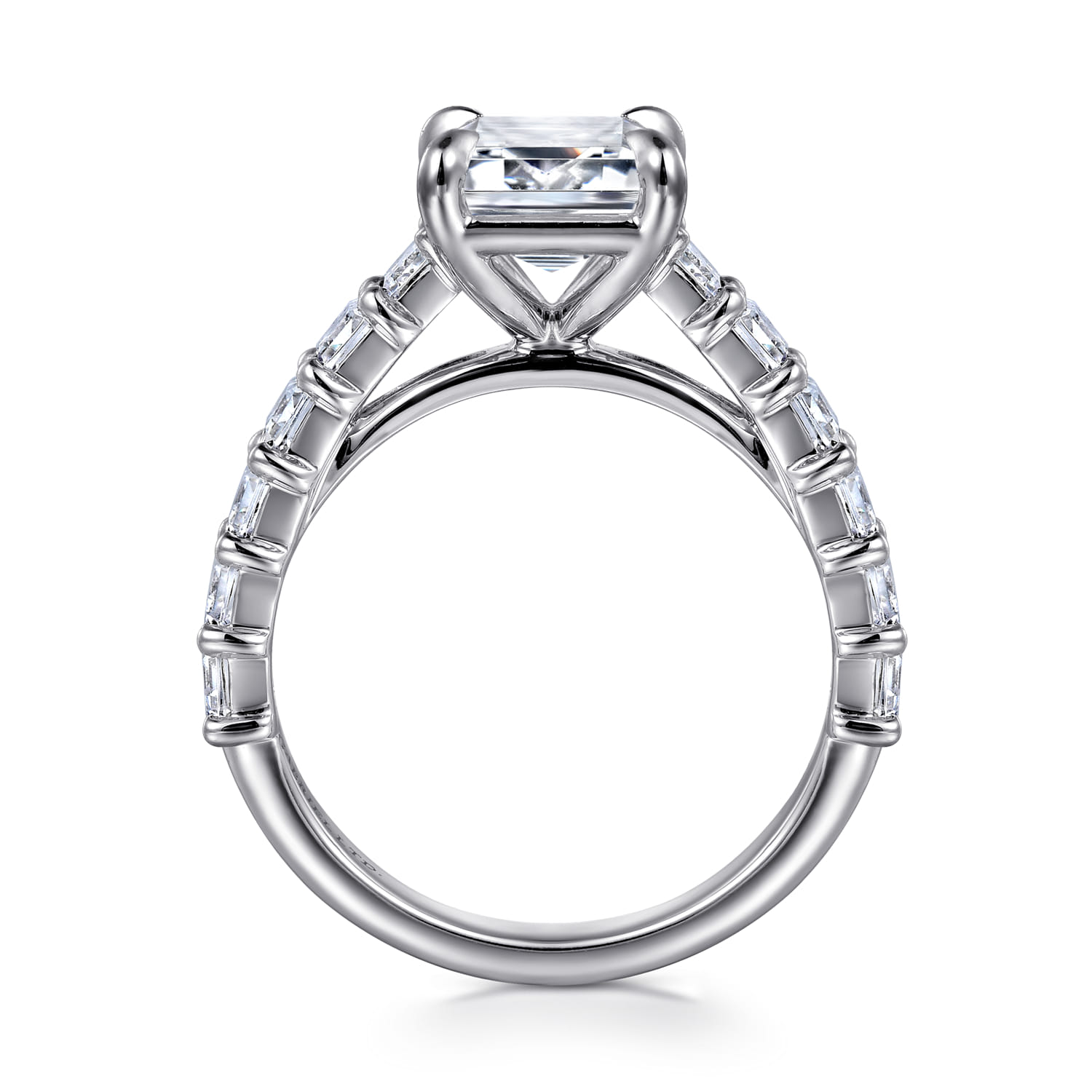 Emerald Diamond Engagement Ring in 14K White Gold, photograph 2