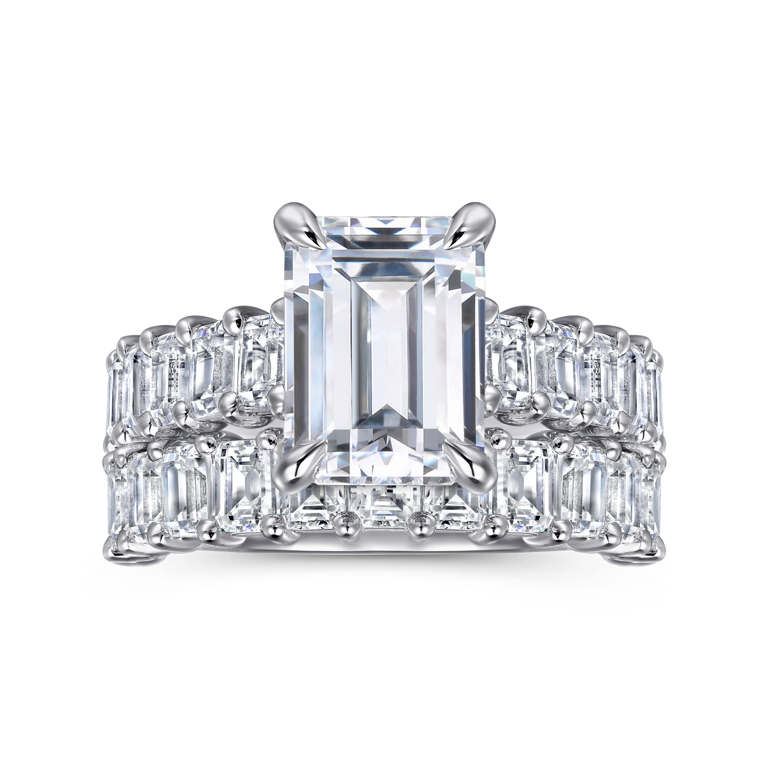 Emerald Diamond Engagement Ring in 14K White Gold, photograph 4