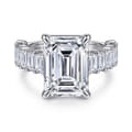 Brava - 14K White Gold Emerald Cut Diamond Engagement Ring