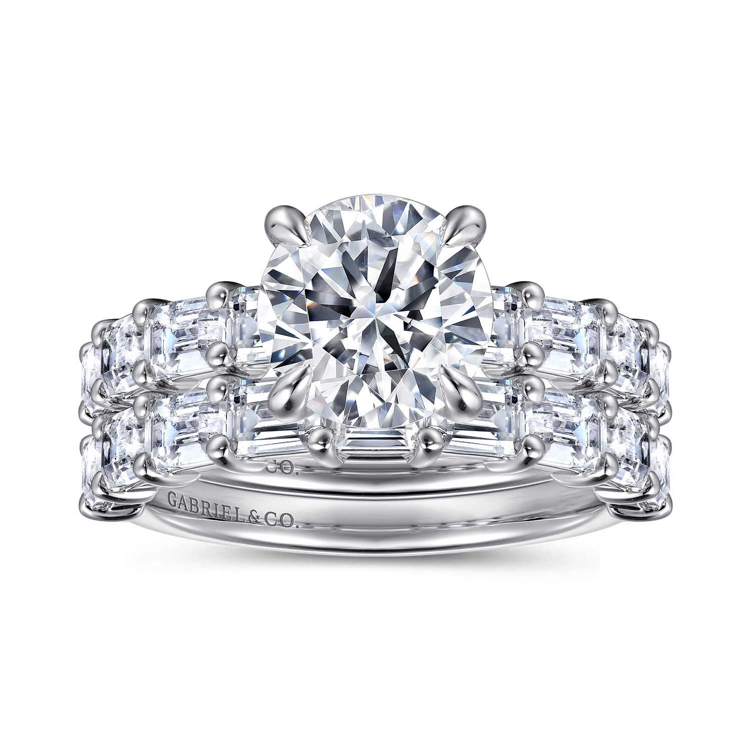 Round Diamond Engagement Ring in 14K White Gold, photograph 4