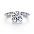 Cadie - 14K White Gold Round Pave Diamond Engagement Ring