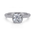 Caly - 14K White Gold Cushion Halo Diamond Engagement Ring
