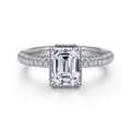 Caly - 14K White Gold Emerald Cut Halo Diamond Engagement Ring