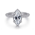 Caly - 14K White Gold Marquise Shape Halo Diamond Engagement Ring