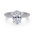 Caly - 14K White Gold Oval Halo Diamond Engagement Ring