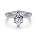 Caly - 14K White Gold Pear Shape Halo Diamond Engagement Ring