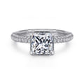 Caly - 14K White Gold Princess Halo Diamond Engagement Ring