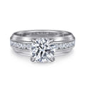 Caris - 14K White Gold Round Channel Set Diamond Engagement Ring